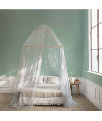 TINA Lurex Plata - Mosquitera para cama matrimonial - cuatro aberturas