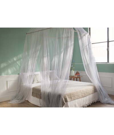 TINA Lurex Prata - Mosquiteiro para cama king size - quatro aberturas