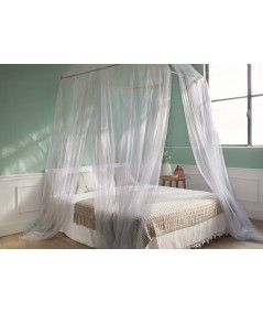 TINA Lurex Plata - Mosquitera para cama matrimonial - cuatro aberturas