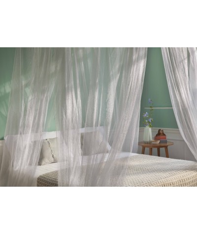 TINA Lurex Plata - Mosquitera para cama matrimonial - cuatro aberturas