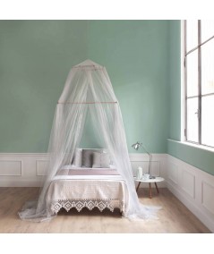 TINA Lurex Plata - Mosquitera para cama de una plaza y media - cuatro aberturas