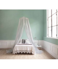 TINA Lurex Plata - Mosquitera para cama de una plaza y media - cuatro aberturas