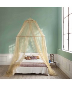 TINA Lurex Oro - Mosquitera para cama matrimonial - cuatro aberturas