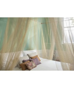 TINA Lurex Ouro - Mosquiteiro para cama king size - quatro aberturas